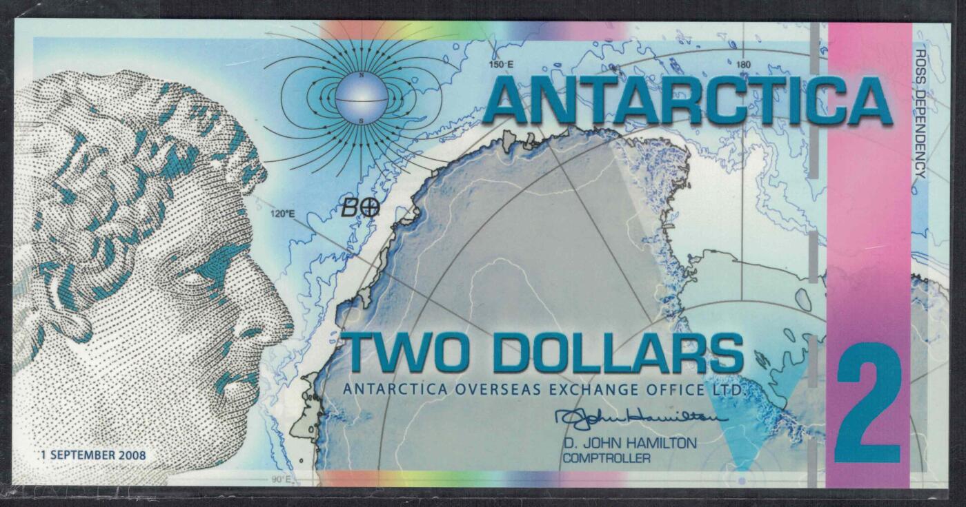 南极洲2008年2元 塑料钞 非流通 无4 实物图 UNC