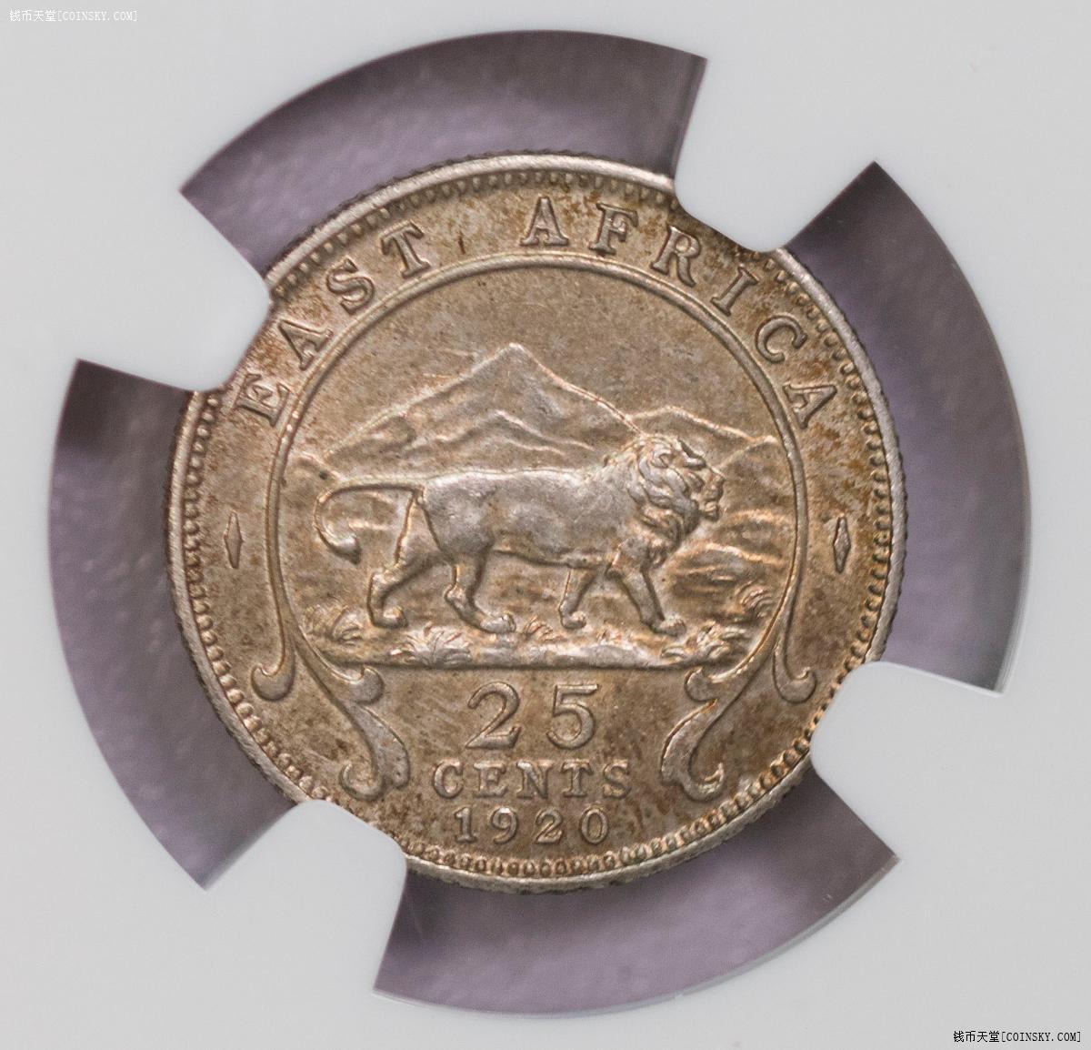 NGC/PCGS-MS62/63/65 1920东非过渡版三银三镍六枚全套