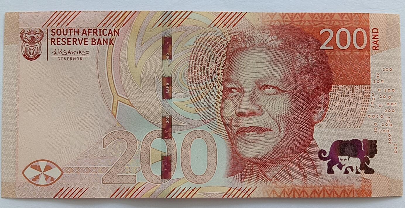 精品钱币第28场 新版南非unc200首发ABE冠无4/7尾号8