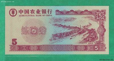 中国农业银行练功券5元 保定钞票纸厂证券分厂印制 实物图 UNC - 中国农业银行练功券5元 保定钞票纸厂证券分厂印制 实物图 UNC