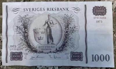  火彩社 纸币专场 PMG高分瑞典、新加坡、乌克兰、波兰纸币 - 瑞典 1973年 1000瑞典克朗