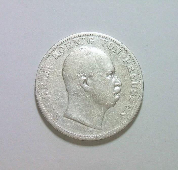 德国普鲁士1866年 威廉一世洋葱头1泰勒银币 好品