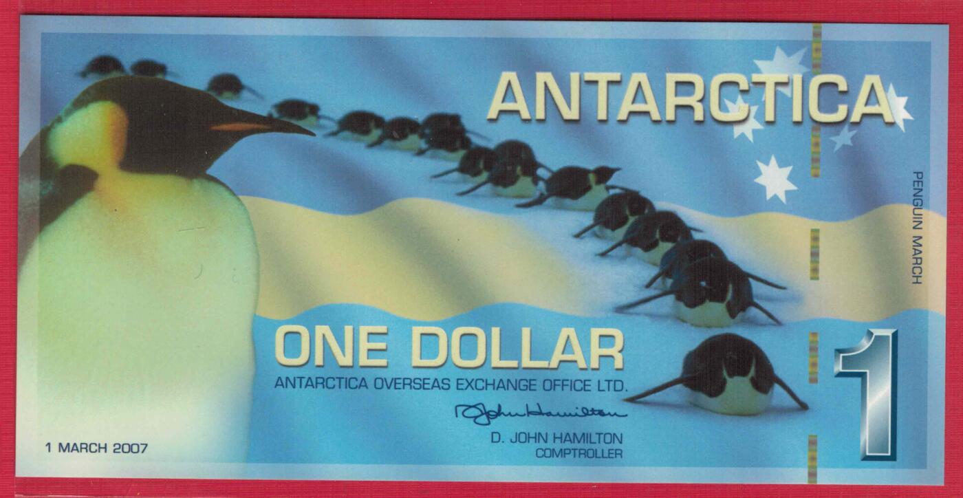 南极洲2007年1元 塑料纪念钞 D冠 非流通 实物图 UNC