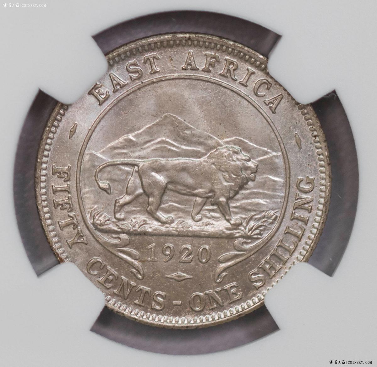 NGC/PCGS-MS62/63/65 1920东非过渡版三银三镍六枚全套