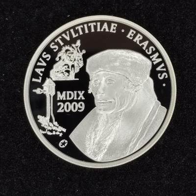 巴斯克收藏第266期 纪念币专场 5月28/29/30号三场连拍 全场包邮 - 比利时 阿尔贝二世 2009年 10欧元精制纪念银币 伊拉斯谟纪念