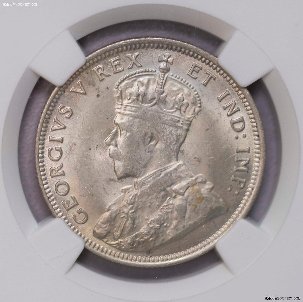 NGC/PCGS-MS62/63/65 1920东非过渡版三银三镍六枚全套