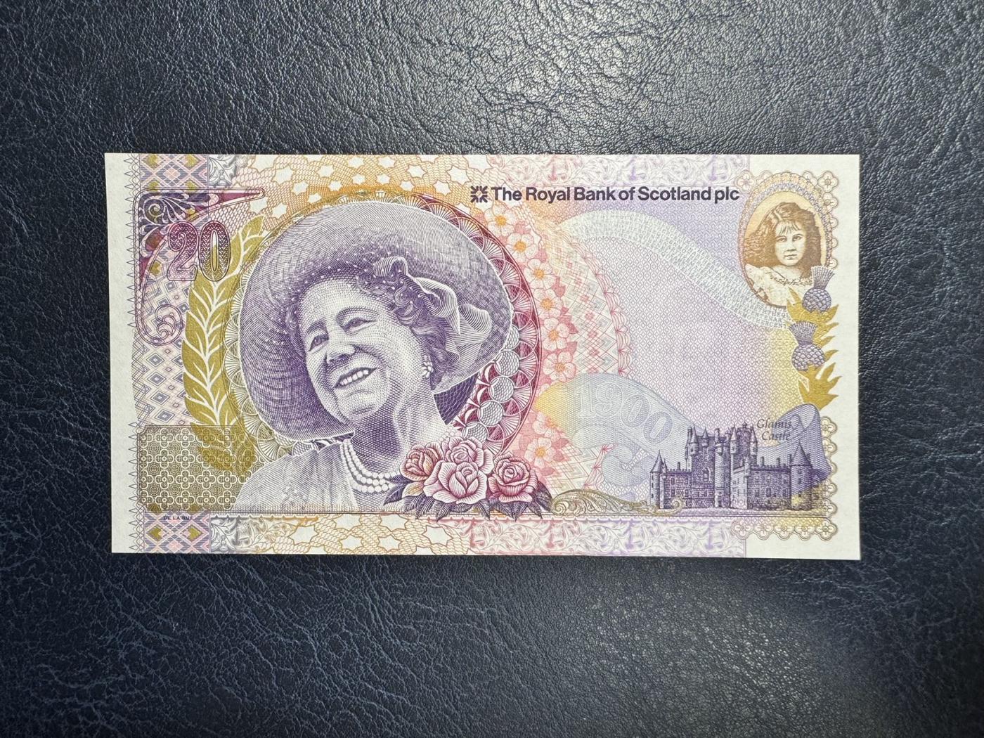 收藏联盟Quantum Auction 第346期拍卖  苏格兰皇家银行2000年20镑王太后纪念钞 品相全新UNC
