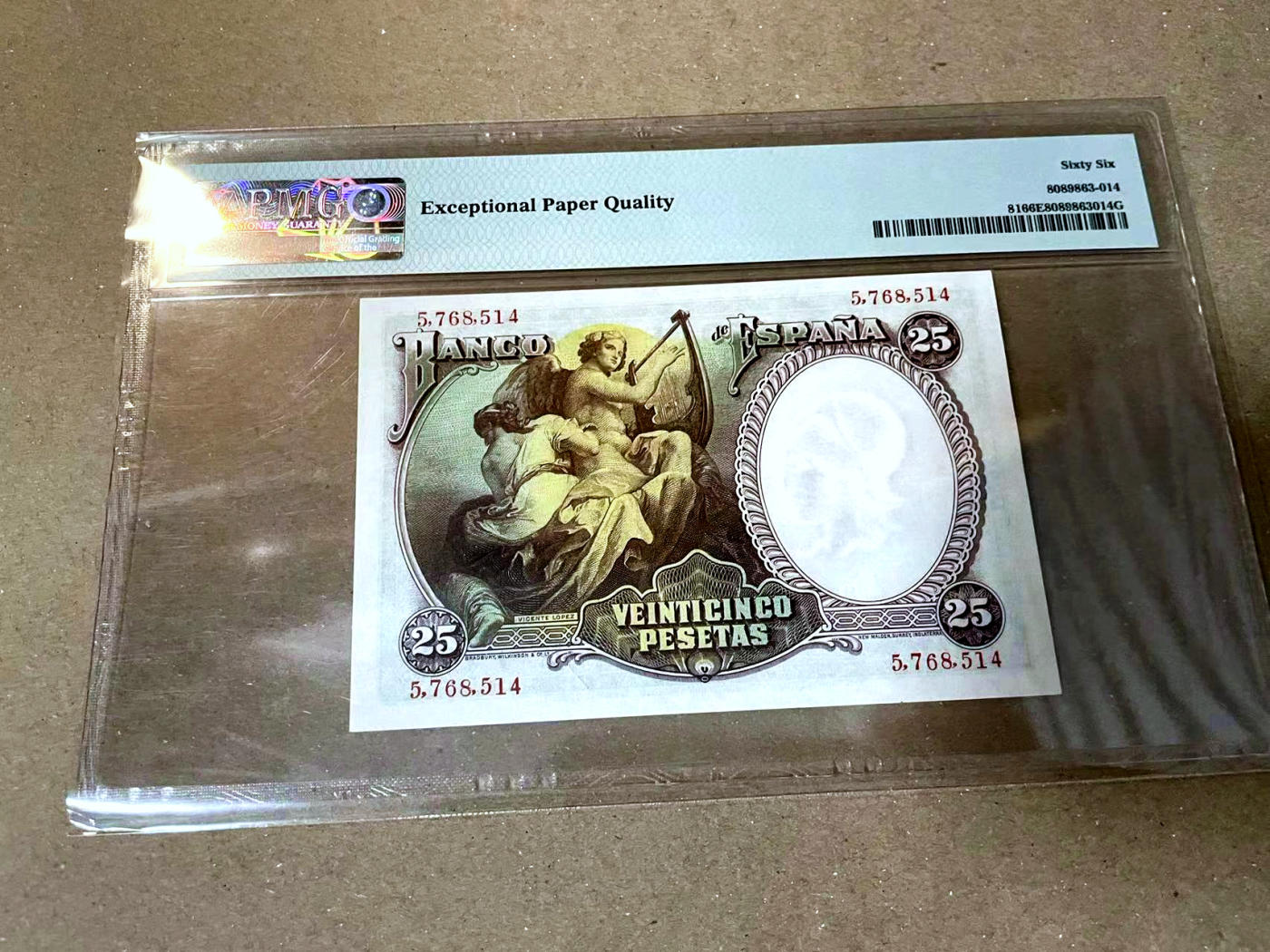 【Blue Auction】✨世界纸币精拍第477期——周日畅拍场 西班牙 1931年25比塞塔  PMG66EPQ 小天使