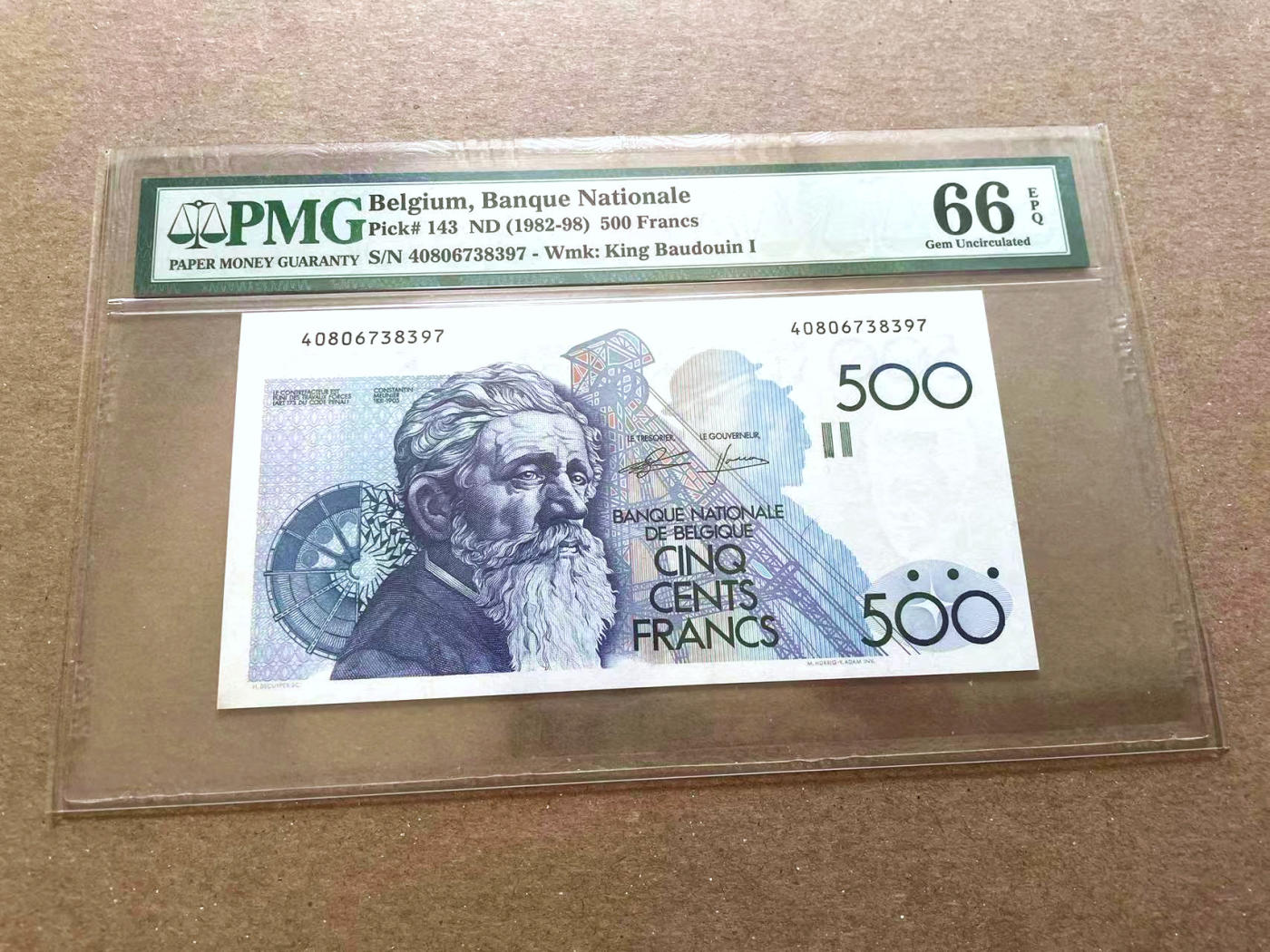 【Blue Auction】✨世界纸币精拍第477期——周日畅拍场 比利时 1982-98年500法郎 PMG66EPQ 