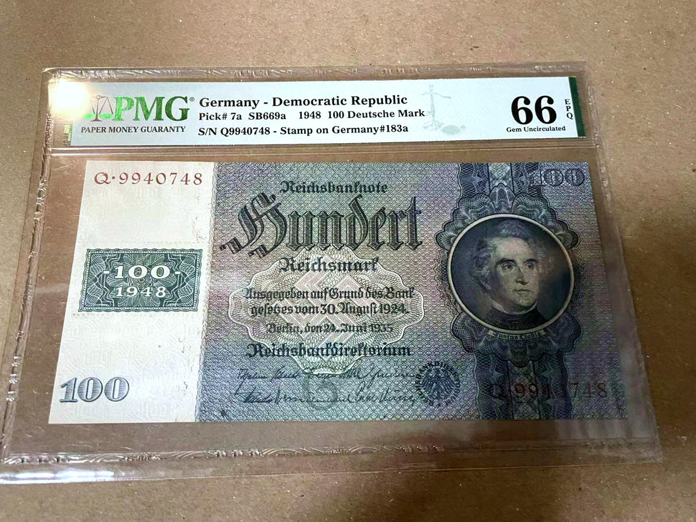 【Blue Auction】✨世界纸币精拍第477期——周日畅拍场 德国 1948年100马克 PMG66EPQ 