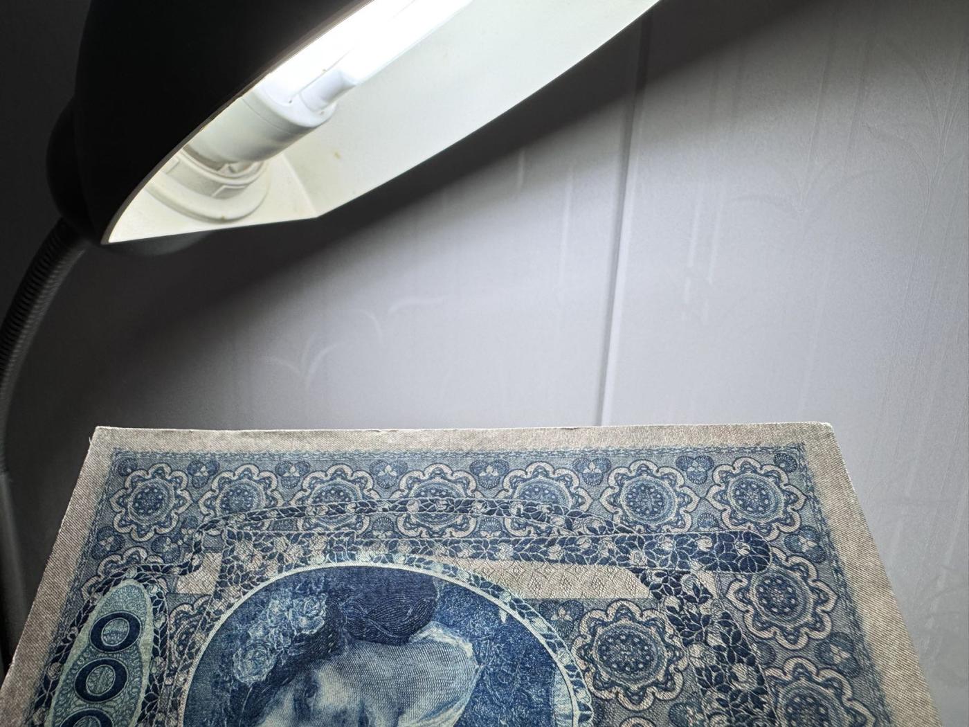 收藏联盟Quantum Auction 第346期拍卖  奥匈帝国加盖奥地利1902年1000克朗 品相UNC  四角有瑕疵 细节如图 大票幅