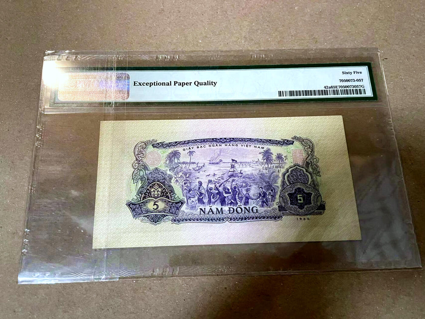 【Blue Auction】✨世界纸币精拍第477期——周日畅拍场 【0A冠】南越 1966年5盾 PMG65EPQ 