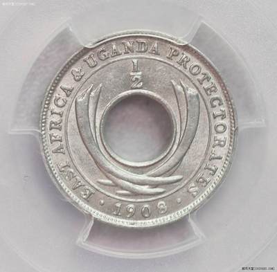 PCGS-MS62 1908东非保护地总筋半分铝币 - PCGS-MS62 1908东非保护地总筋半分铝币