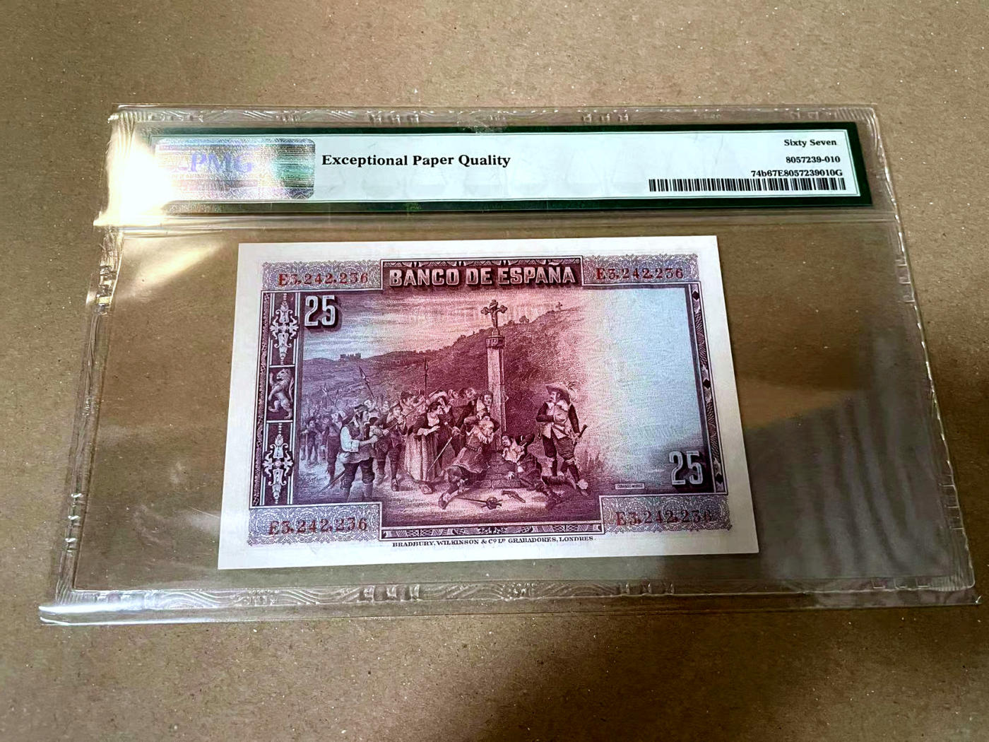 【Blue Auction】✨世界纸币精拍第477期——周日畅拍场 西班牙 1928年25比塞塔  PMG67EPQ 高分