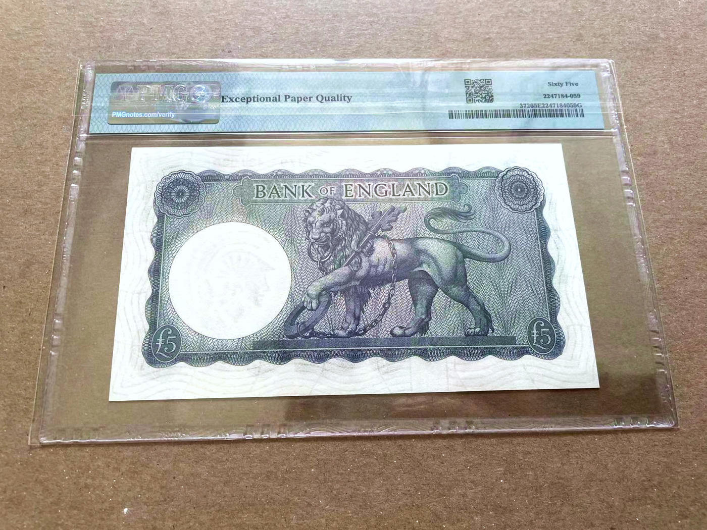 【Blue Auction】✨世界纸币精拍第477期——周日畅拍场 英国B序列 1961-63年5镑 PMG65EPQ 