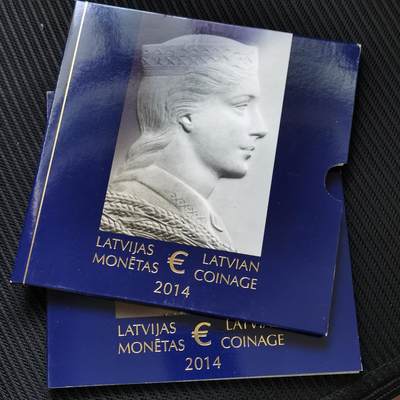 道一币馆币章第六十六场 - 原包装 拉脱维亚2014年欧元套装八枚套