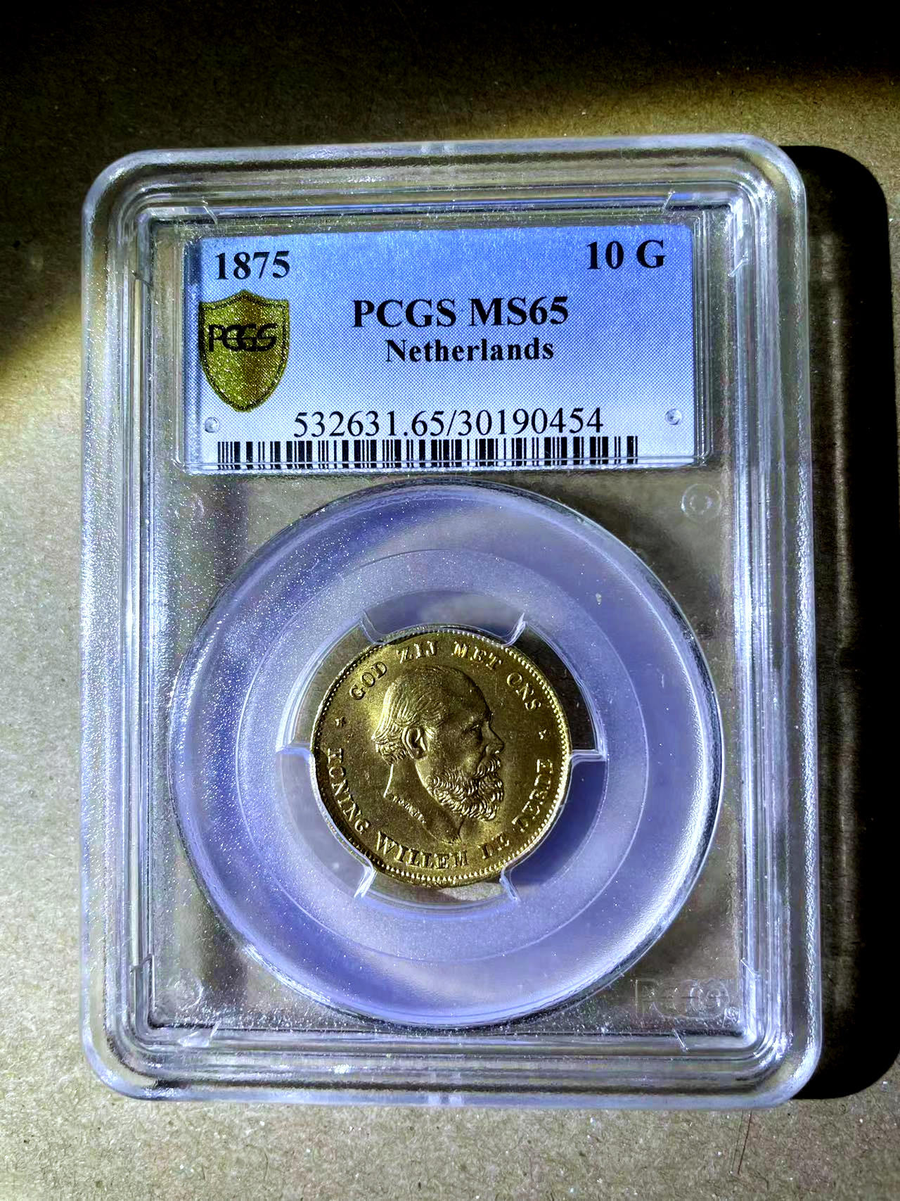 【Blue Auction】✨世界纸币精拍第477期——周日畅拍场 荷兰 1875年10盾 金币 PCGS MS65 高分 底板丝滑 金光灿灿 