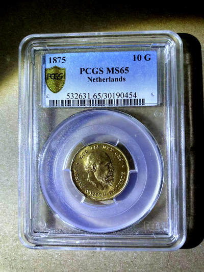 【Blue Auction】✨世界纸币精拍第477期——周日畅拍场 - 荷兰 1875年10盾 金币 PCGS MS65 高分 底板丝滑 金光灿灿 