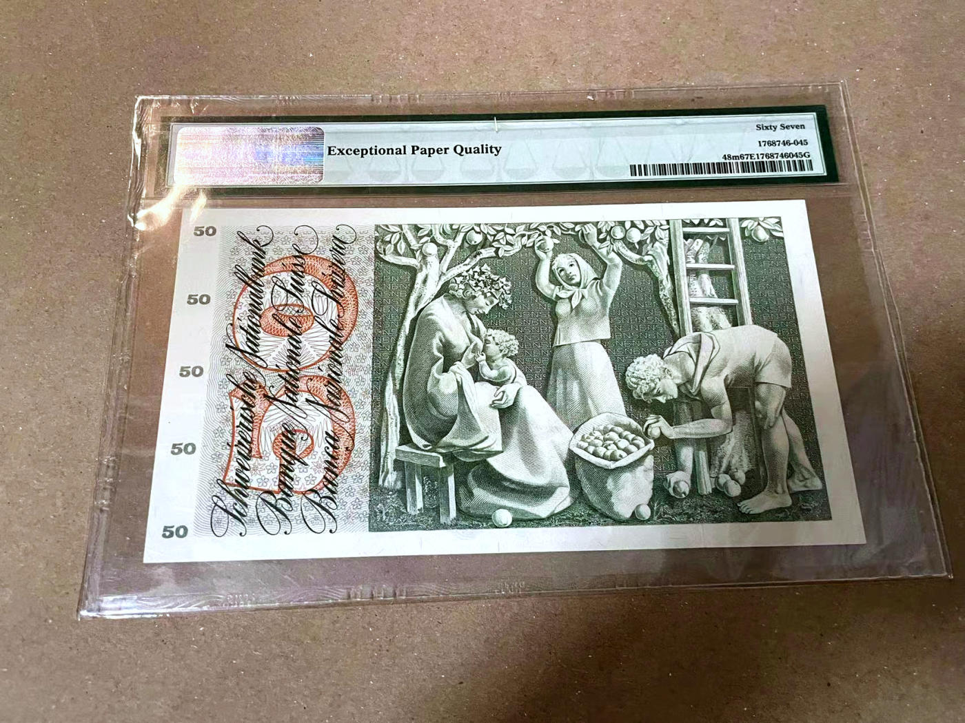 【Blue Auction】✨世界纸币精拍第477期——周日畅拍场 瑞士 1973年50法郎 PMG67EPQ 高分 苹果园