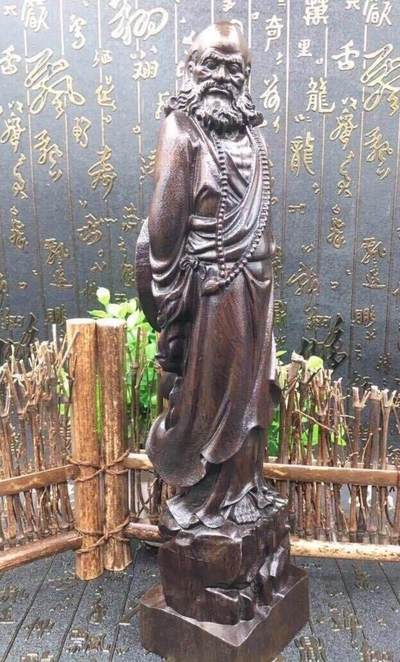 皮灰沉达摩祖师22公分，又名沙尘木，沉香木半机器半手工打磨而成，密度很高，适合盘 - 皮灰沉达摩祖师22公分，又名沙尘木，沉香木半机器半手工打磨而成，密度很高，适合盘