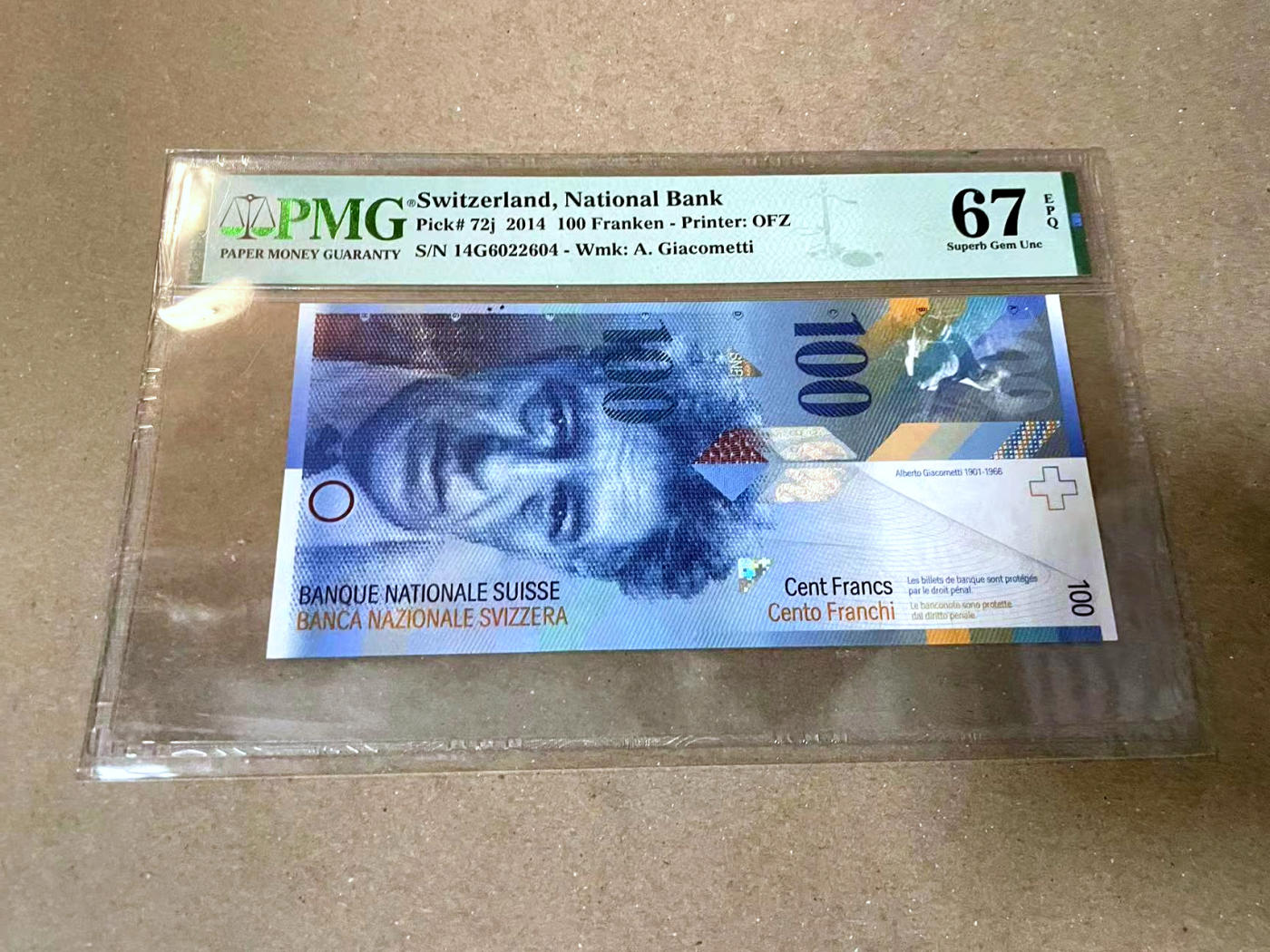 【Blue Auction】✨世界纸币精拍第477期——周日畅拍场 瑞士 2014年100法郎 PMG67EPQ 高分