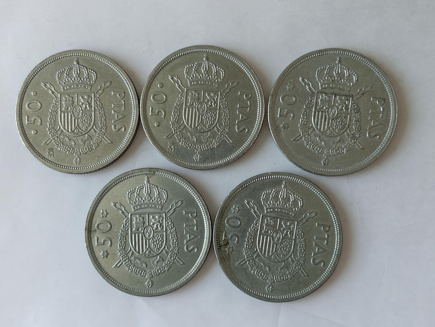 第一海外回流一元起拍收藏 散币专场 第88期 西班牙50比塞塔 5枚