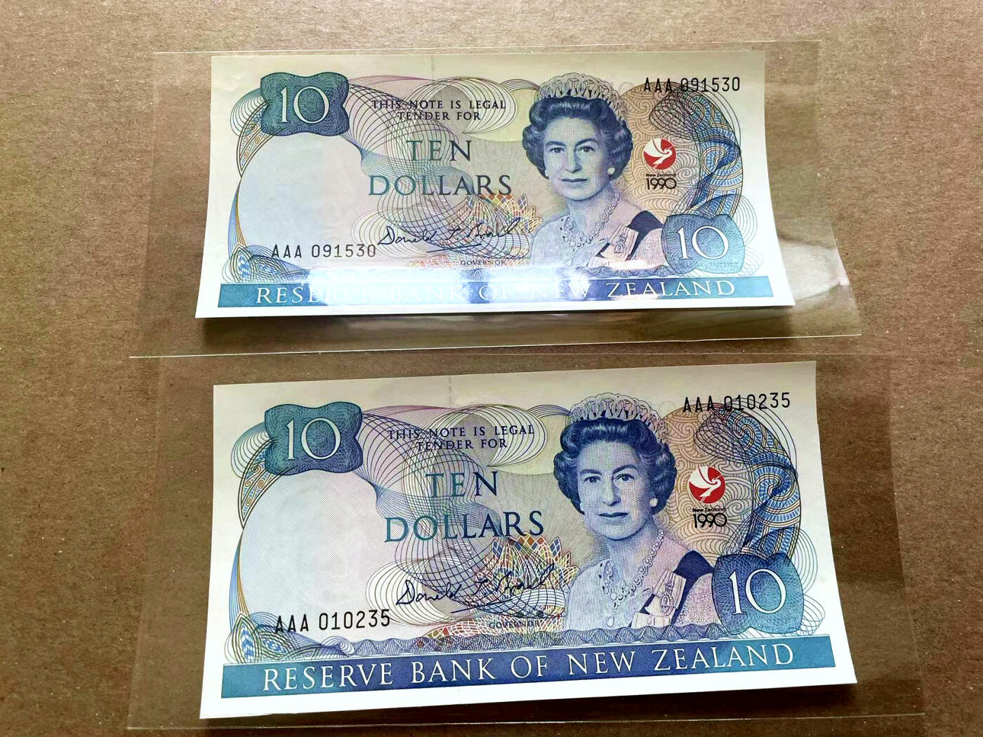 【Blue Auction】✨世界纸币精拍第477期——周日畅拍场 【一组2张AAA无47】新西兰 1990年10元 女王 全新UNC