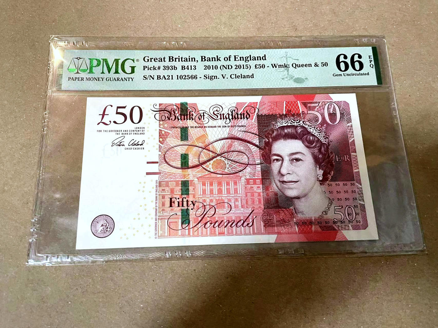 【Blue Auction】✨世界纸币精拍第477期——周日畅拍场 【无47】英国 2010年50镑 PMG66EPQ 