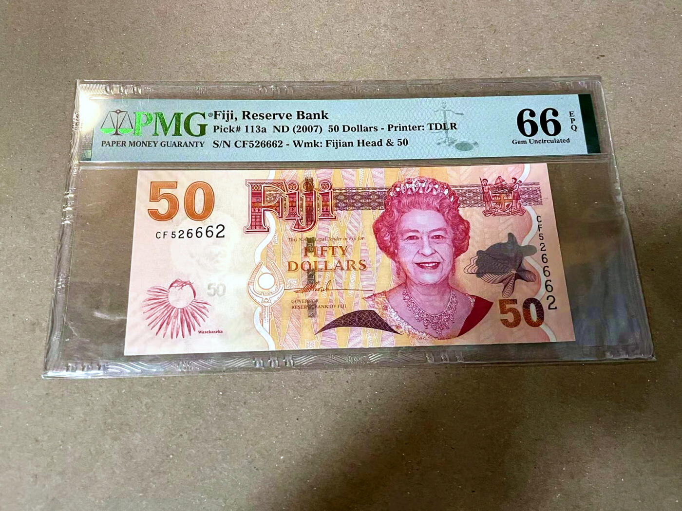 【Blue Auction】✨世界纸币精拍第477期——周日畅拍场 【无47】斐济 2007年50元 女王 PMG66EPQ 