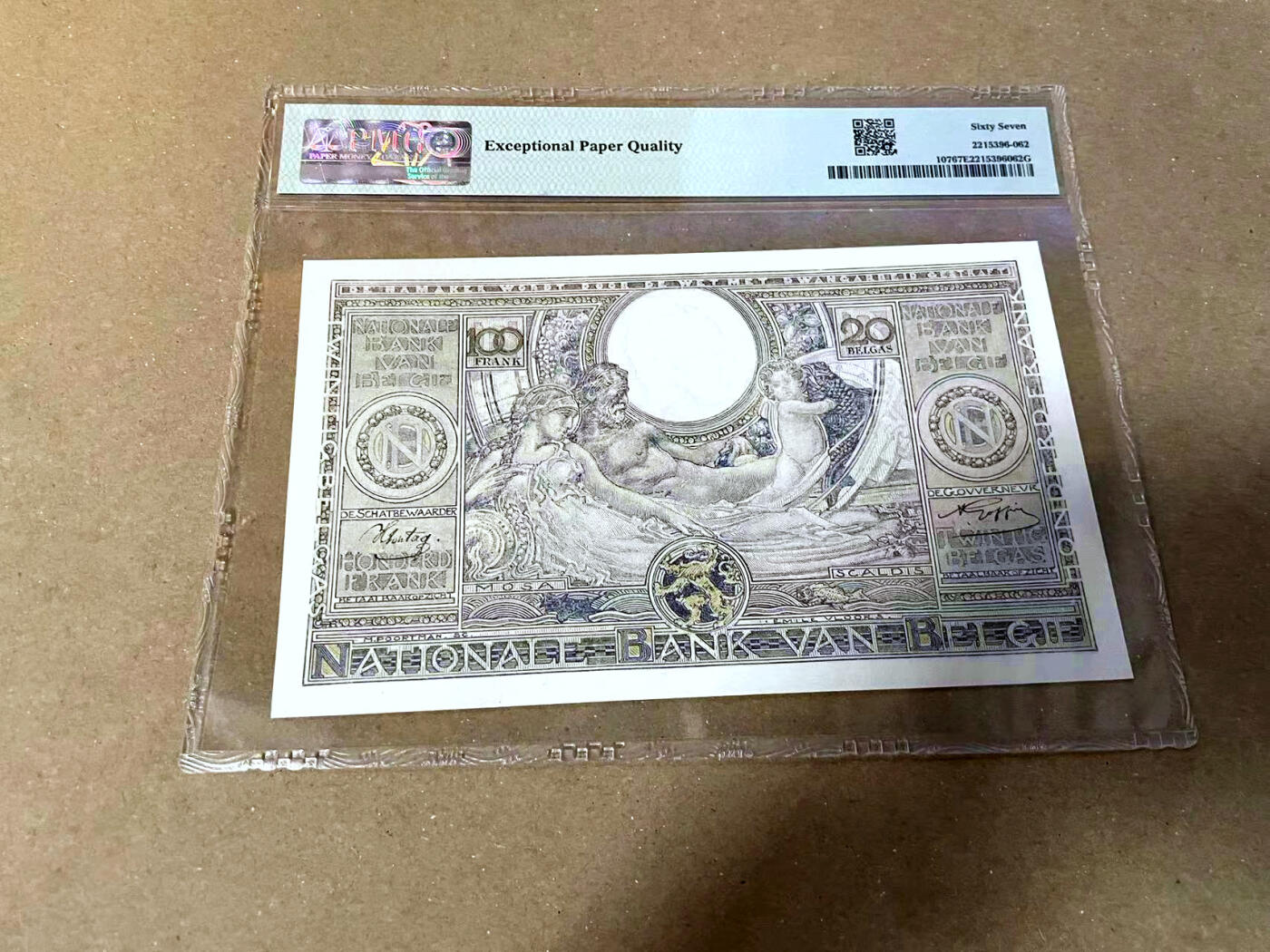 【Blue Auction】✨世界纸币精拍第477期——周日畅拍场 比利时 1933-43年100法郎 PMG67EPQ 高分