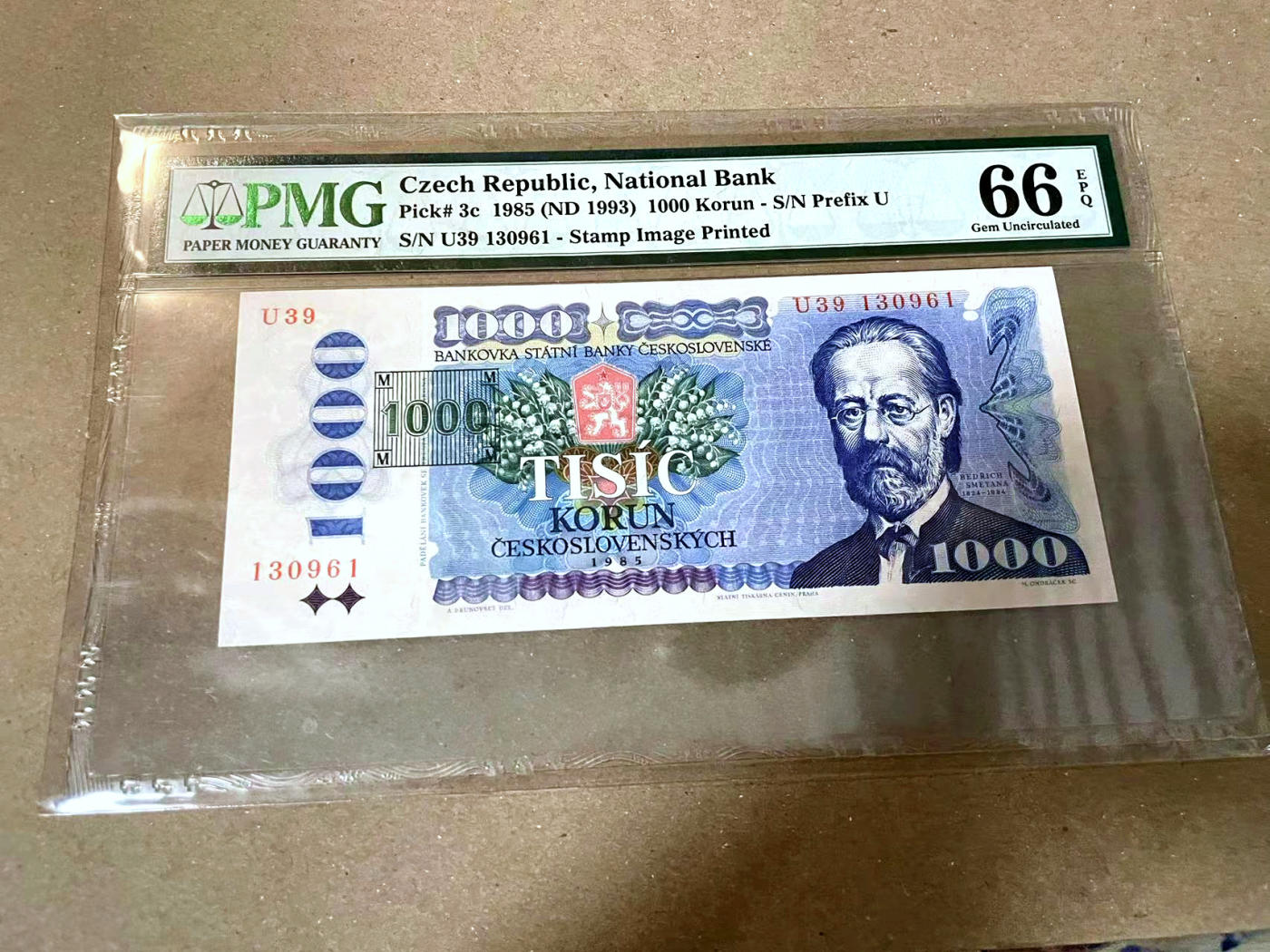 【Blue Auction】✨世界纸币精拍第477期——周日畅拍场 【无47】捷克 1985年1000克朗 PMG66EPQ 