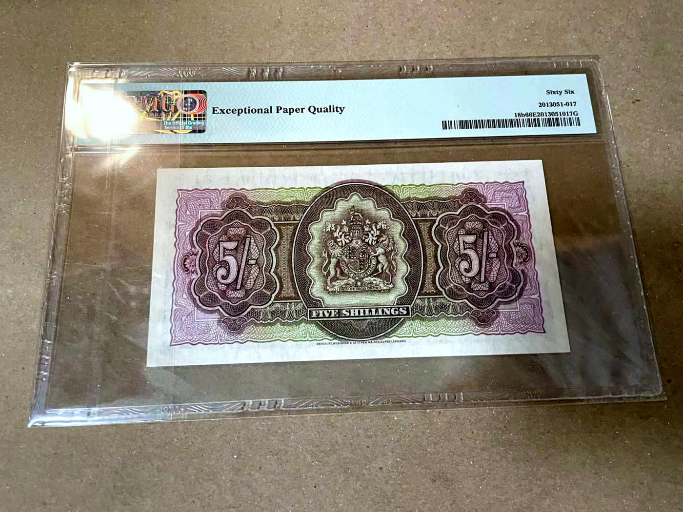 【Blue Auction】✨世界纸币精拍第477期——周日畅拍场 【X/1冠 无47】百慕大 1957年5先令 BWC出品 女王 PMG66EPQ 