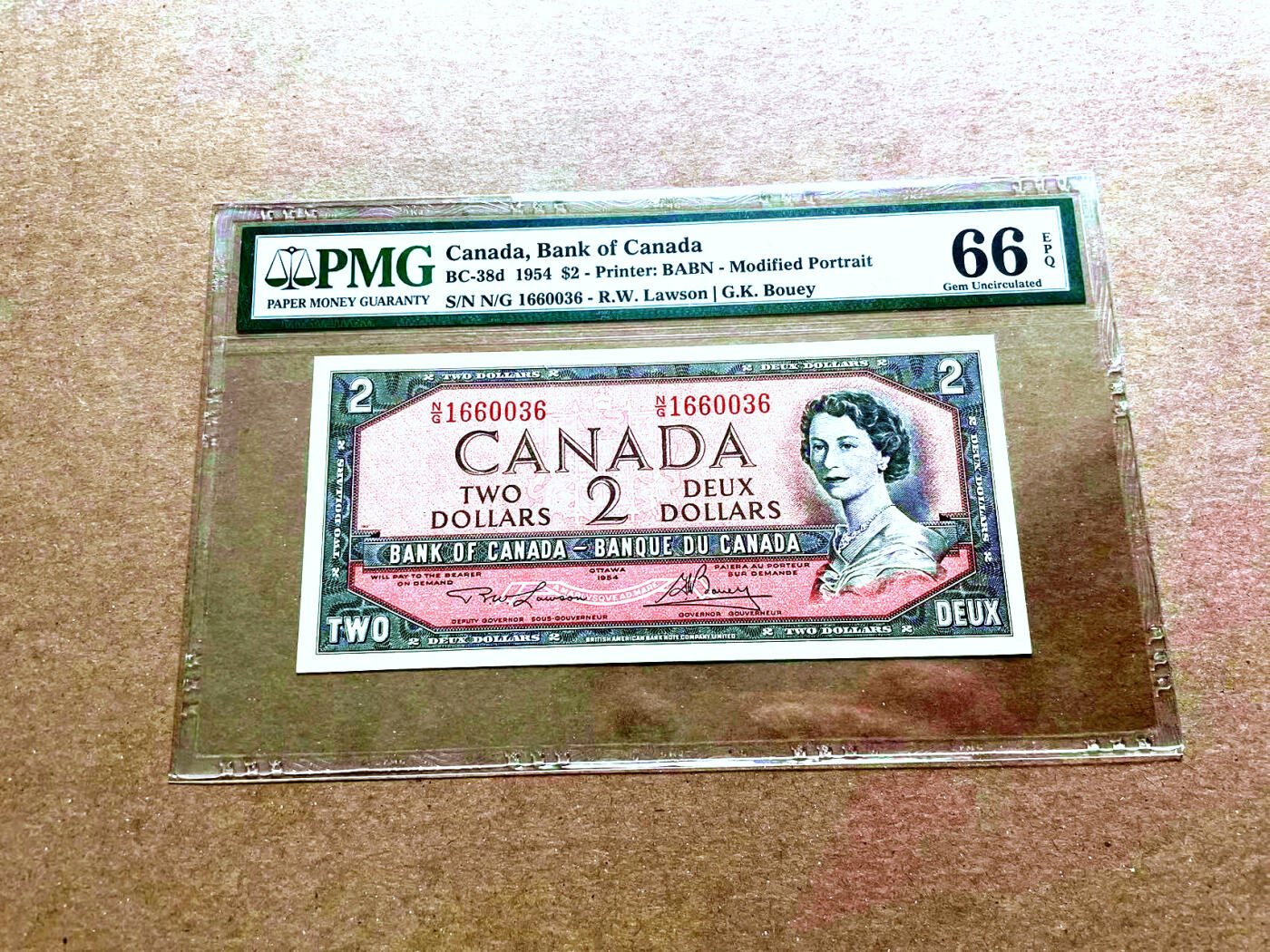 【Blue Auction】✨世界纸币精拍第478期【精】 【无47】加拿大 1954年2元 PMG66EPQ 