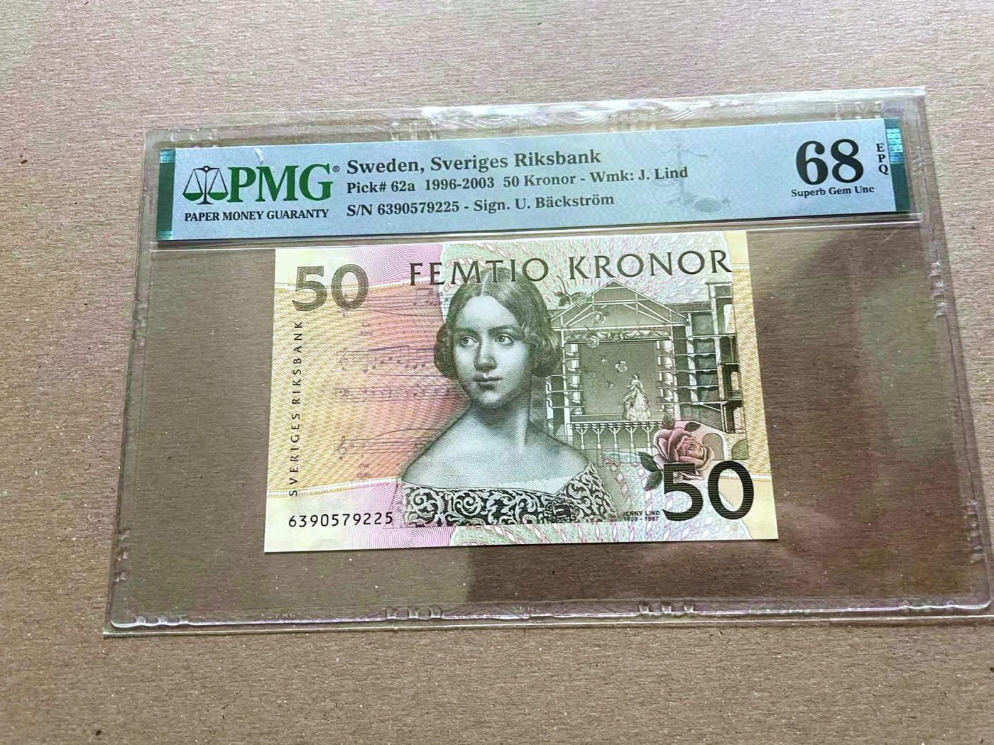 【Blue Auction】✨世界纸币精拍第478期【精】 【初版】瑞典 1996-2003年50克朗 PMG68EPQ 超高分 夜莺