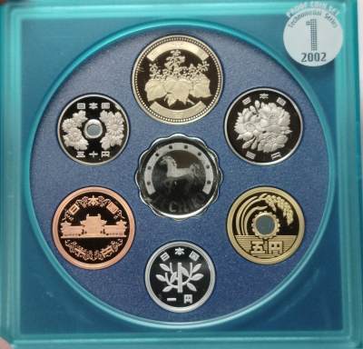 布加迪🐬～世界钱币🌾第 118 期 /  各国🇫🇷🇨🇦🇯🇵🇬🇧🇨🇴🇵🇦套币及银币 - 日本🇯🇵 平成14年(2002)马年 高科技章系列～含5克马年生肖银章兰色版精制套币