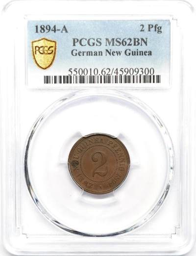 凡希社世界钱币微拍第二百六十九期 - 1894A德属几内亚2芬尼PCGS-MS62