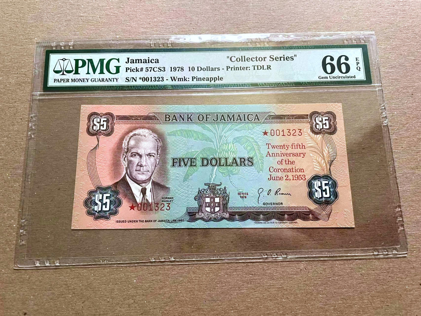 【Blue Auction】✨世界纸币精拍第478期【精】 【无47】牙买加 1978年5元 PMG66EPQ 