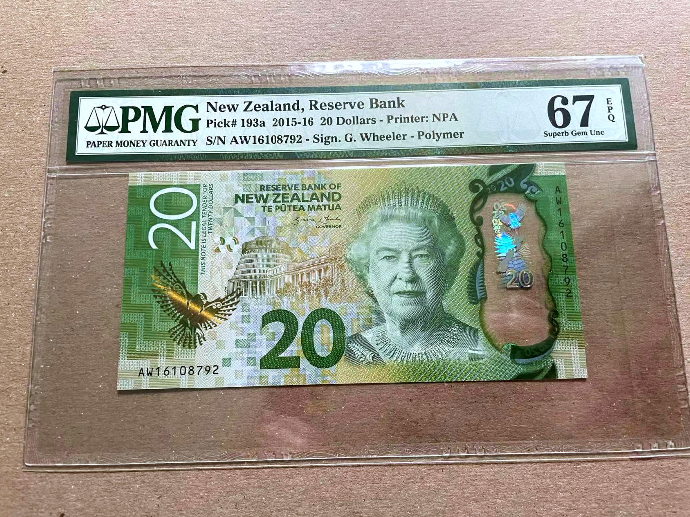 【Blue Auction】✨世界纸币精拍第478期【精】 新西兰 2015-16年20元 PMG67EPQ 高分 