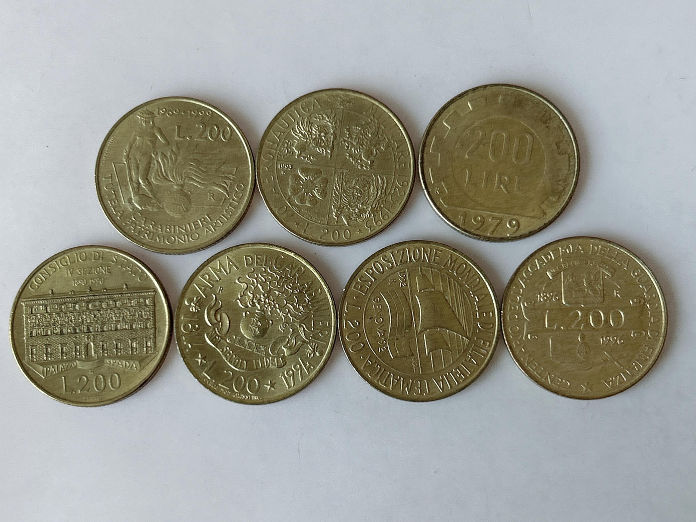 第一海外回流一元起拍收藏 散币专场 第88期 意大利200里拉黄铜币 7枚