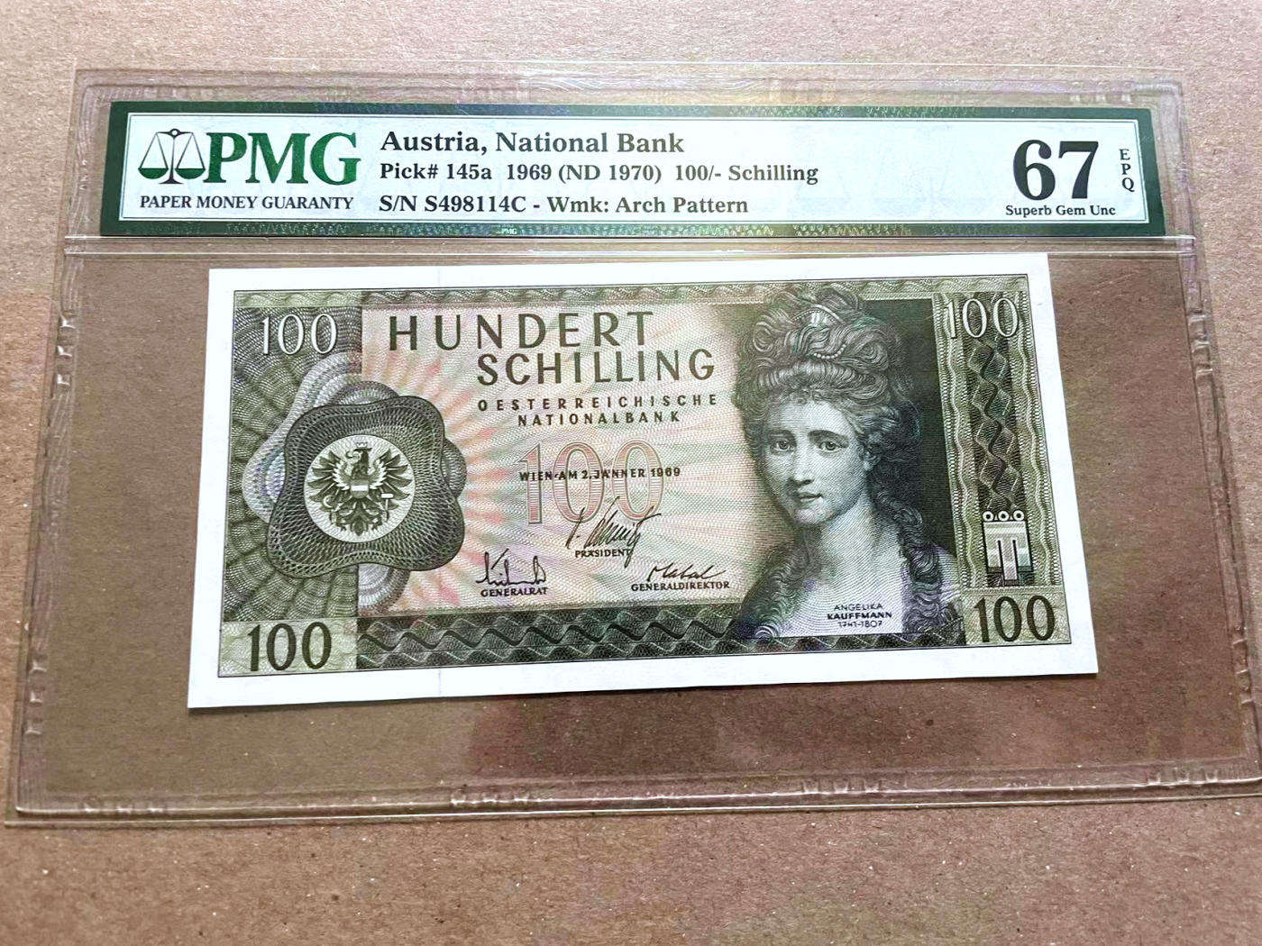 【Blue Auction】✨世界纸币精拍第478期【精】 奥地利 1969年100先令  PMG67EPQ 高分 
