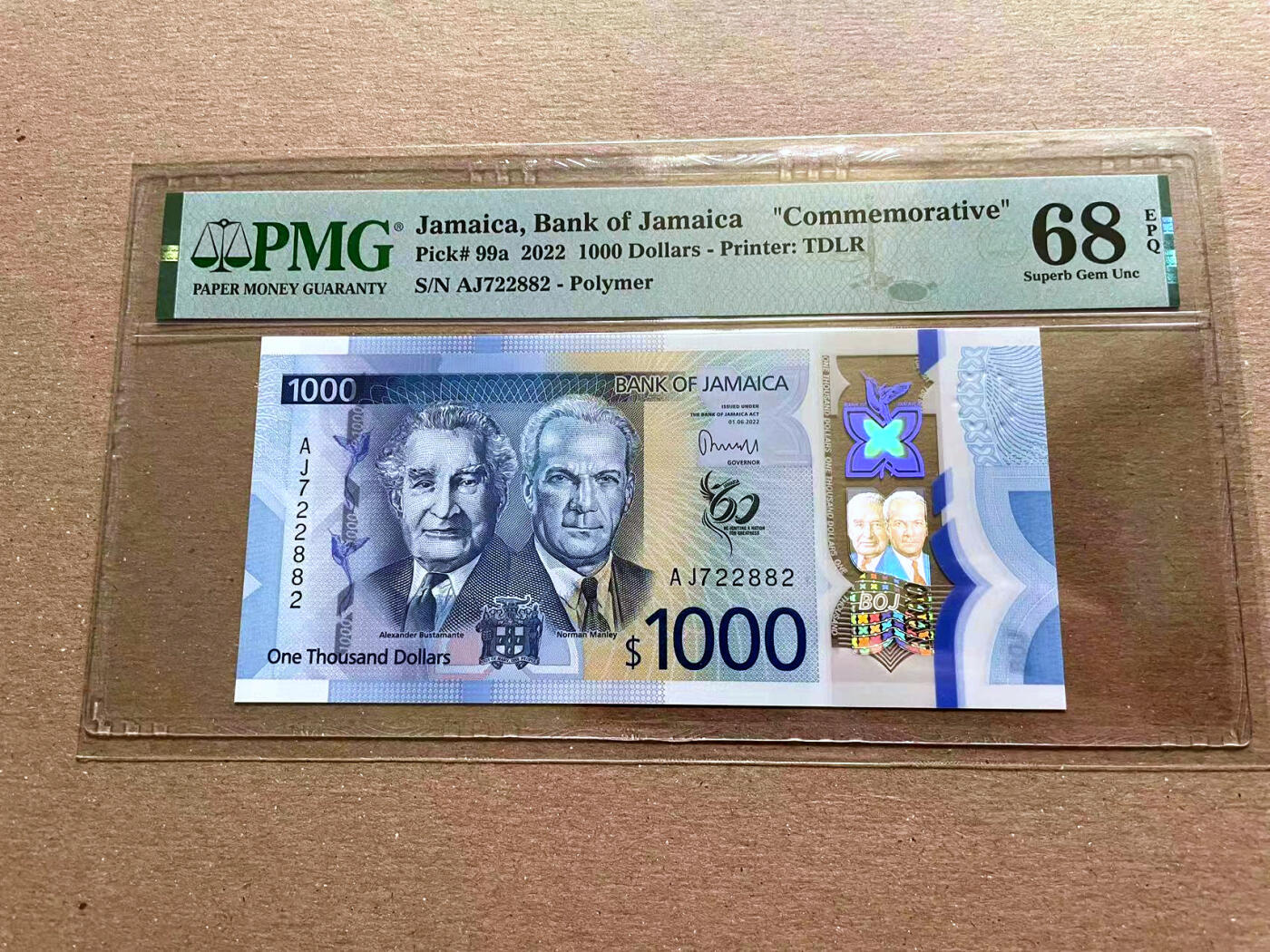 【Blue Auction】✨世界纸币精拍第478期【精】 牙买加 2022年1000元  PMG68EPQ 超高分