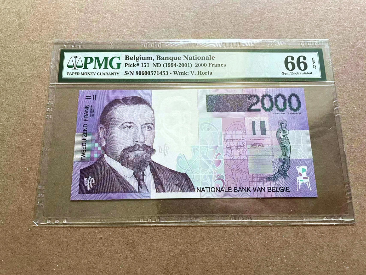 【Blue Auction】✨世界纸币精拍第478期【精】 比利时 1994-2001年2000法郎 PMG66EPQ 