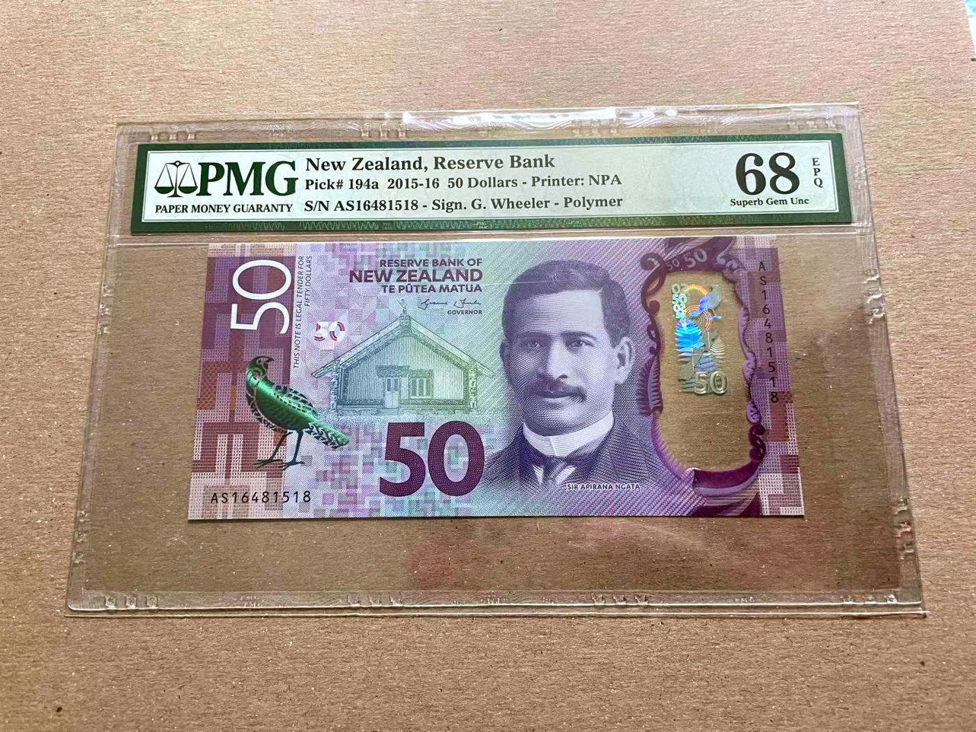 【Blue Auction】✨世界纸币精拍第478期【精】 新西兰 2015-16年50元 PMG68EPQ 超高分 