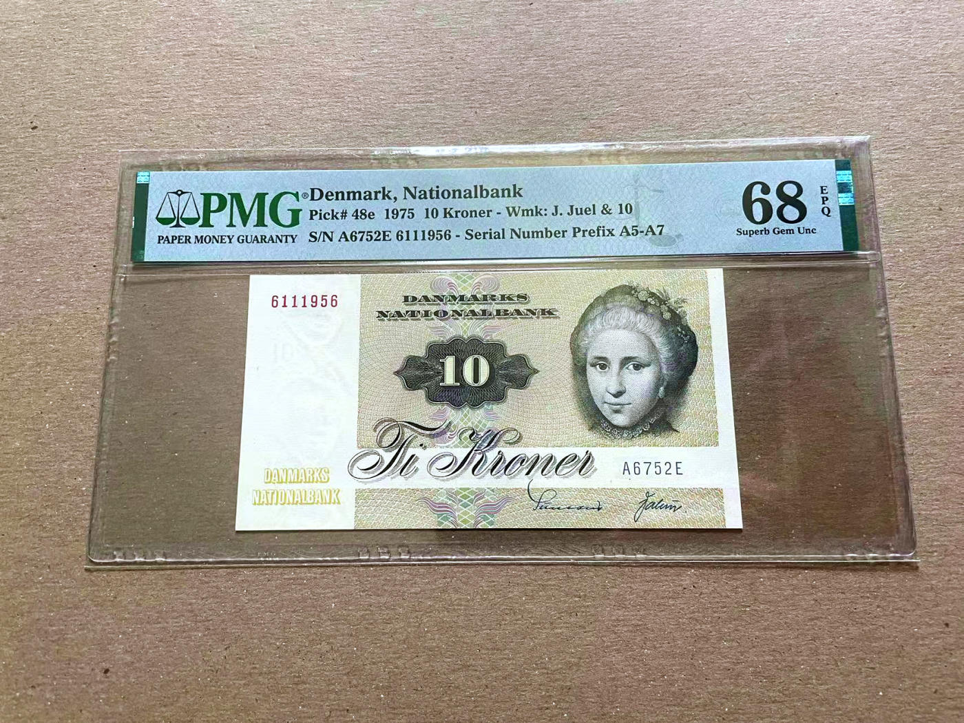 【Blue Auction】✨世界纸币精拍第478期【精】 【无47】丹麦 1975年10克朗 PMG68EPQ 超高分