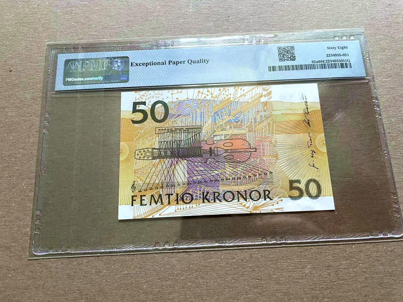 【Blue Auction】✨世界纸币精拍第478期【精】 【初版】瑞典 1996-2003年50克朗 PMG68EPQ 超高分 夜莺