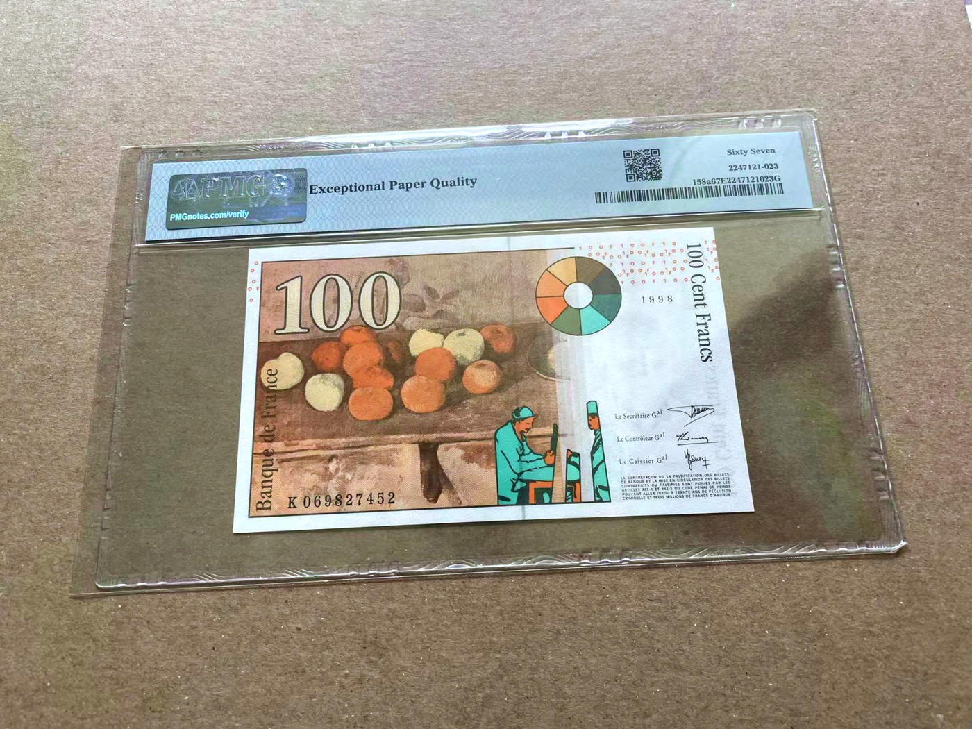 【Blue Auction】✨世界纸币精拍第478期【精】 法国 1997-98年100法郎 PMG67EPQ 高分