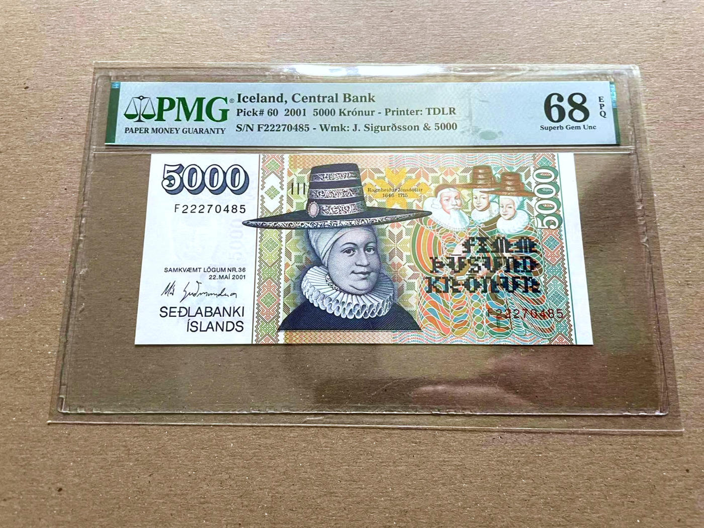 【Blue Auction】✨世界纸币精拍第478期【精】 冰岛 2001年5000克朗 PMG68EPQ 超高分