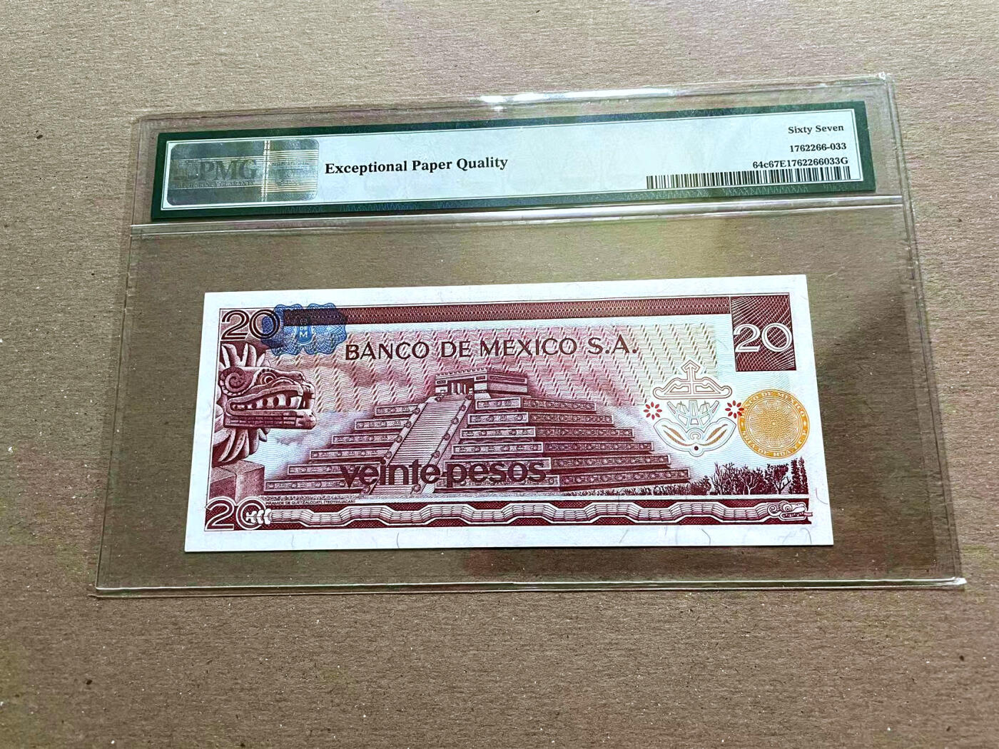 【Blue Auction】✨世界纸币精拍第478期【精】 墨西哥 1976年20比索PMG67EPQ 高分 