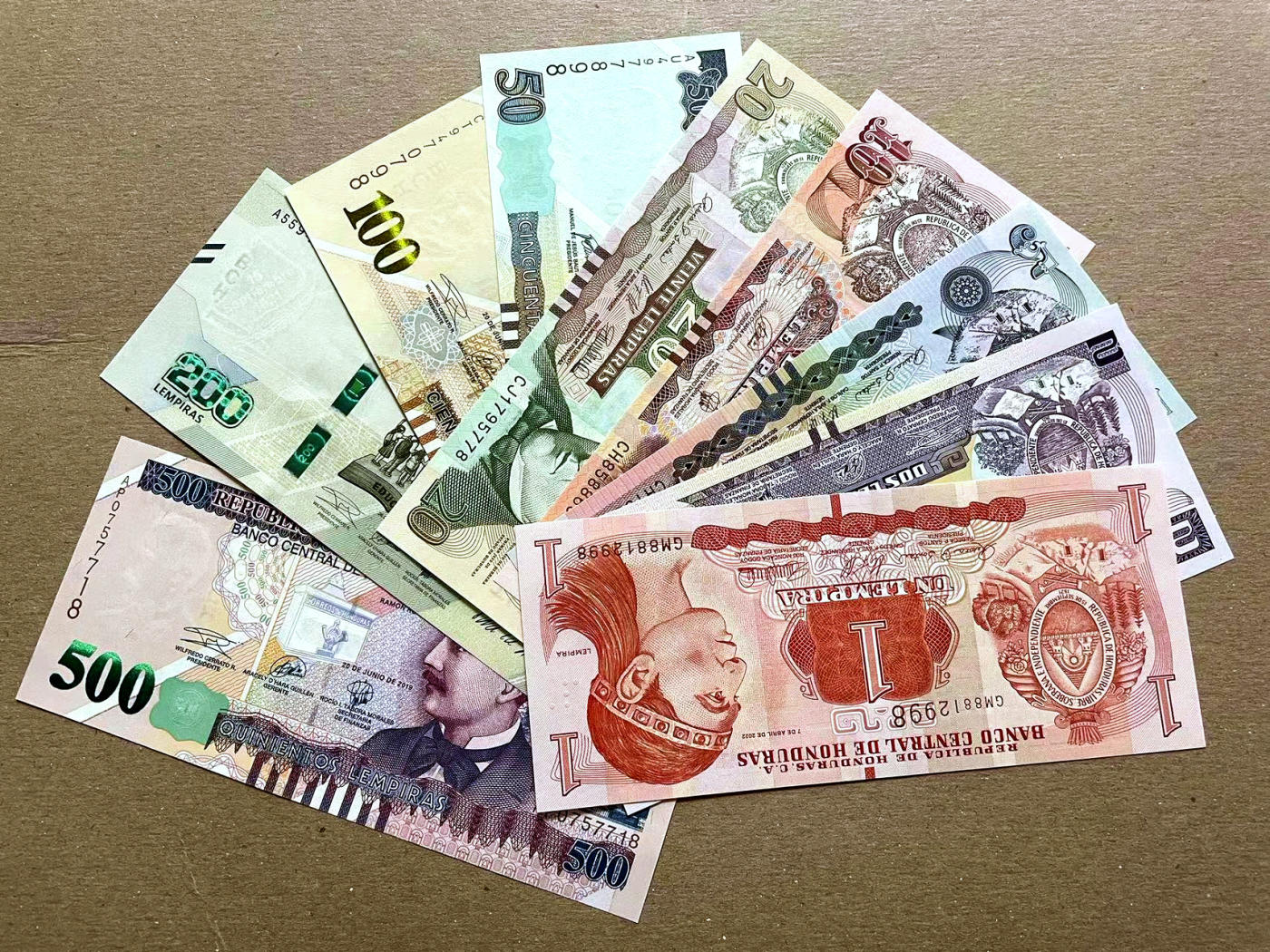 【Blue Auction】✨世界纸币精拍第478期【精】 【一组9张】洪都拉斯 1-500伦皮拉 全新UNC 