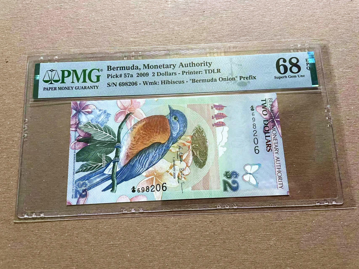 【Blue Auction】✨世界纸币精拍第478期【精】 【获奖钞 洋葱冠】百慕大 2009年2元 蓝鸟  PMG68EPQ 超高分